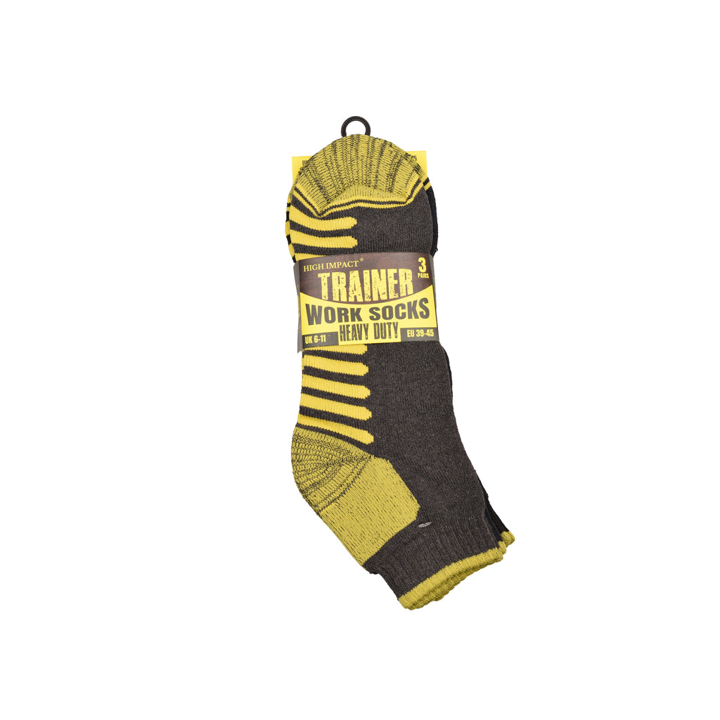 Men's Patterned Cushioned Work Trainer Socks | Breathable Cotton Multipack 3, 6, 9 & 12 Pairs | UK