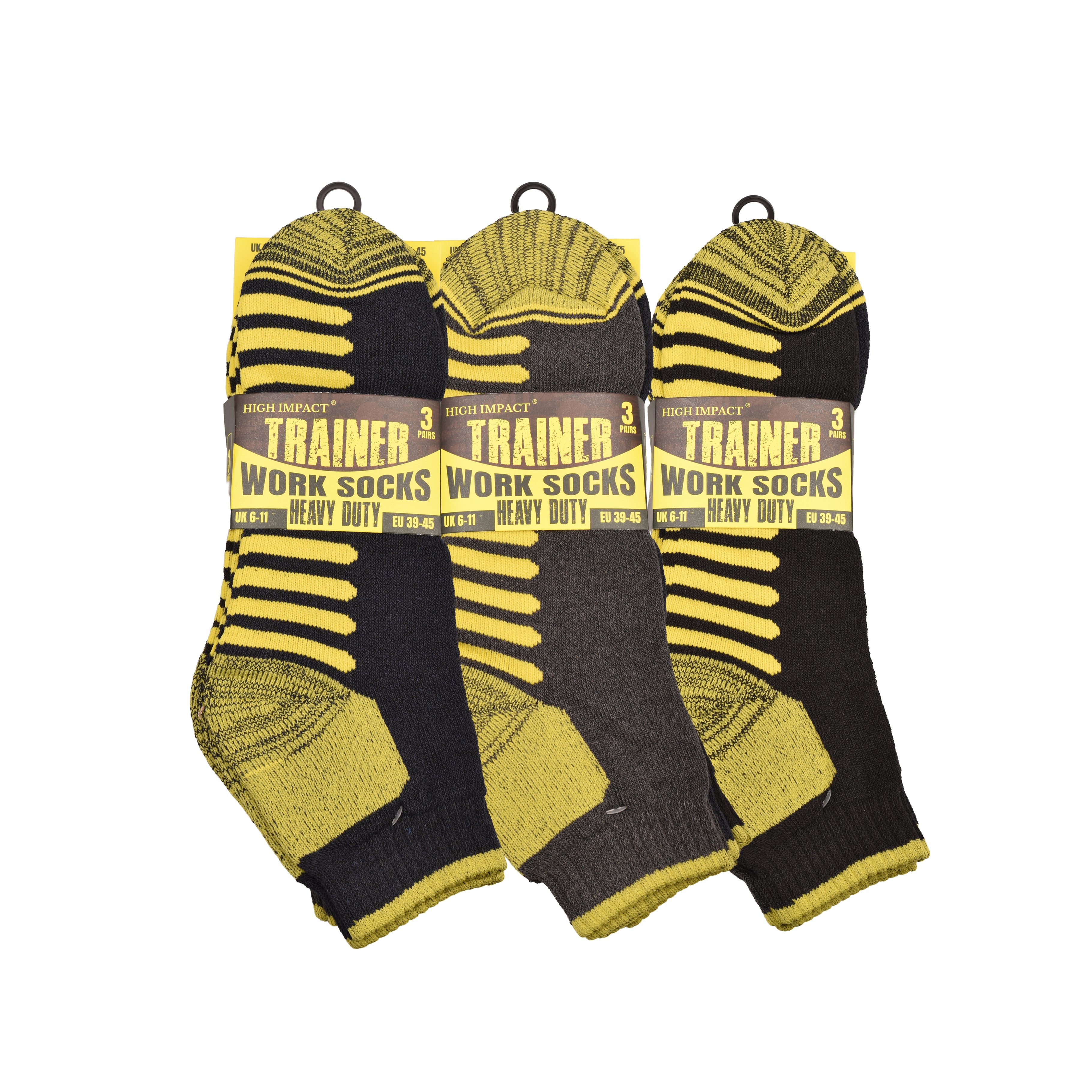 Men's patterned cushioned work trainer socks breathable cotton multipack UK Hopoye