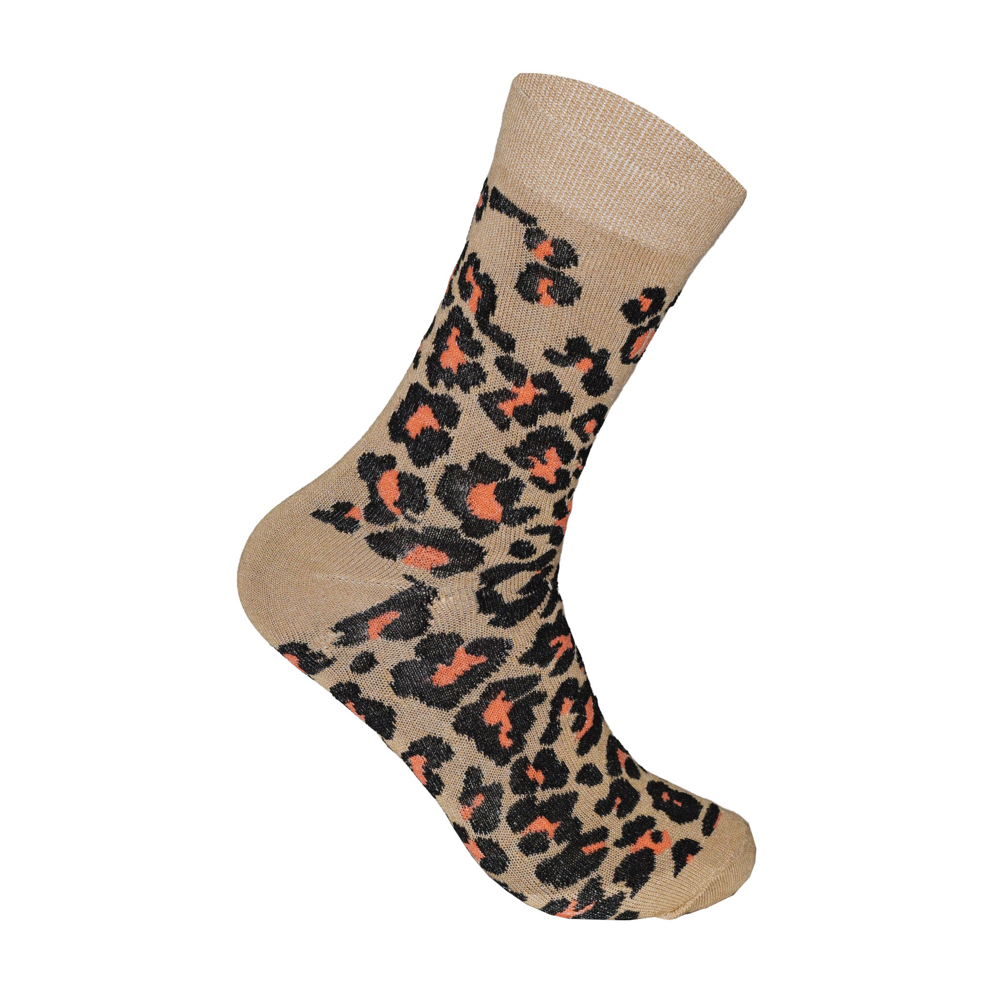 Women's leopard novelty socks close up bold print cotton UK