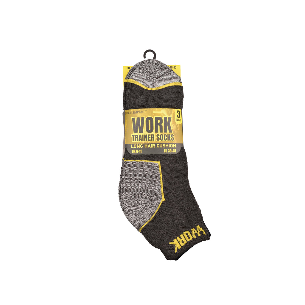 Men's Grey Cushioned Work Trainer Socks | Breathable Cotton Multipack 3, 6, 9 & 12 Pairs | UK