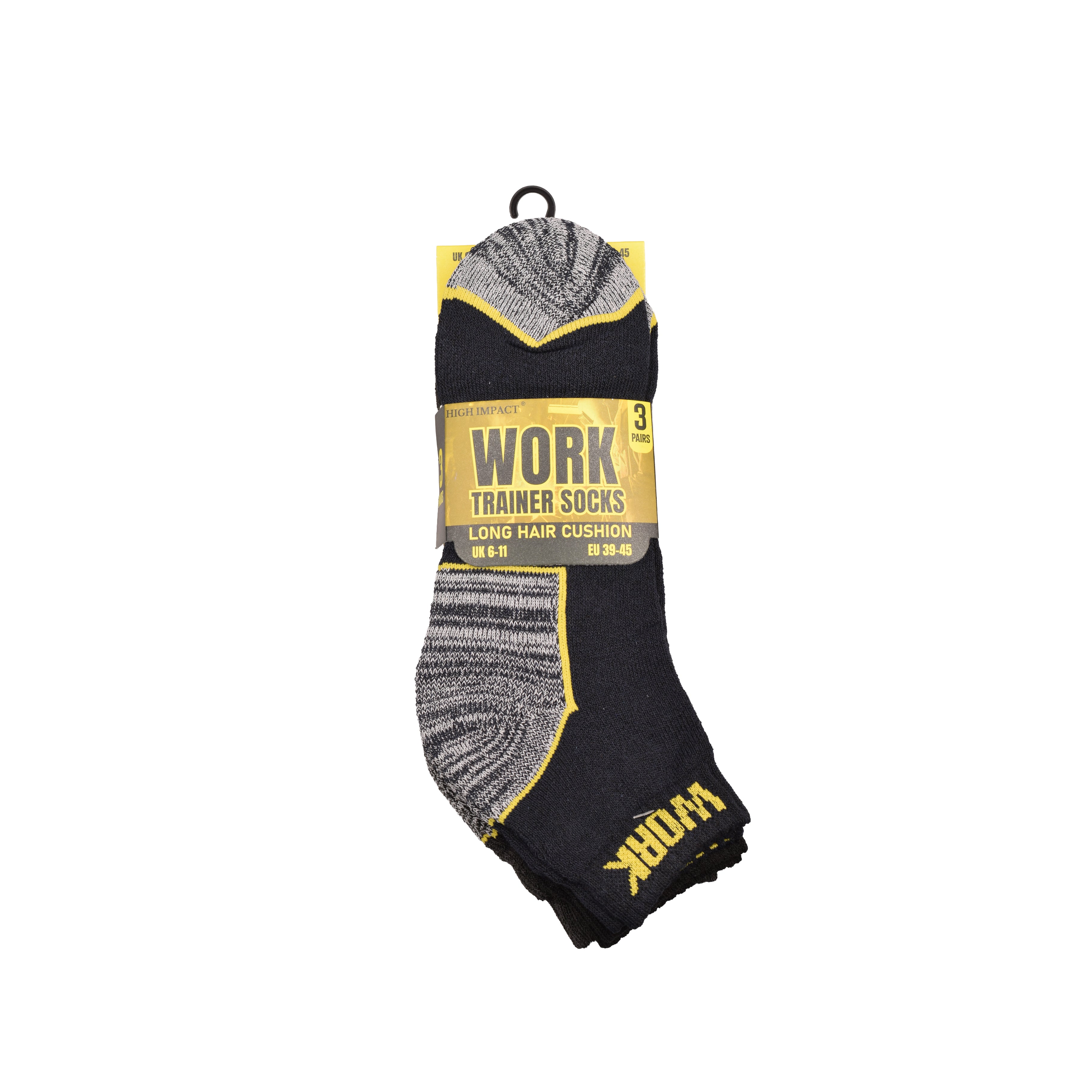 Men's Grey Cushioned Work Trainer Socks | Breathable Cotton Multipack 3, 6, 9 & 12 Pairs | UK