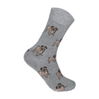 Pug print ladies socks folded multipack detail breathable cotton UK