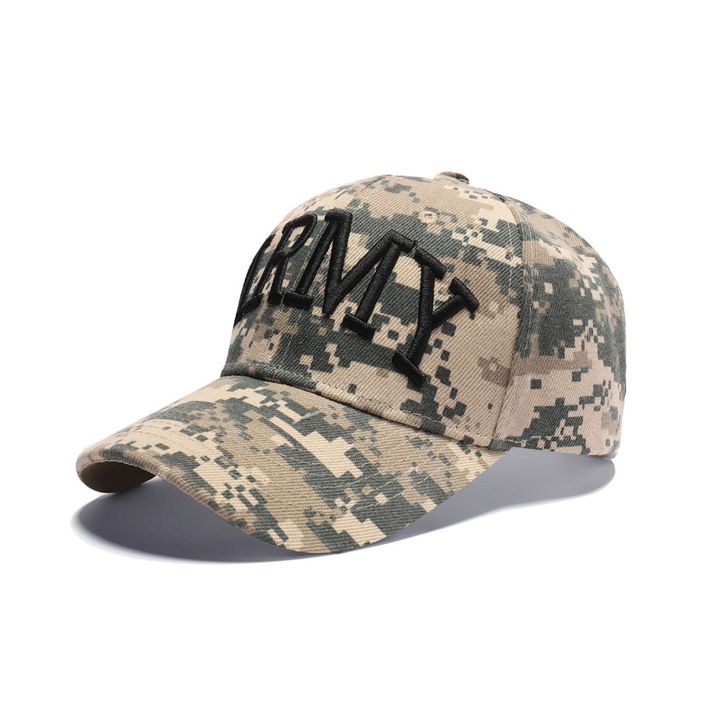 Army camo baseball cap side view military adjustable UK Hopoye