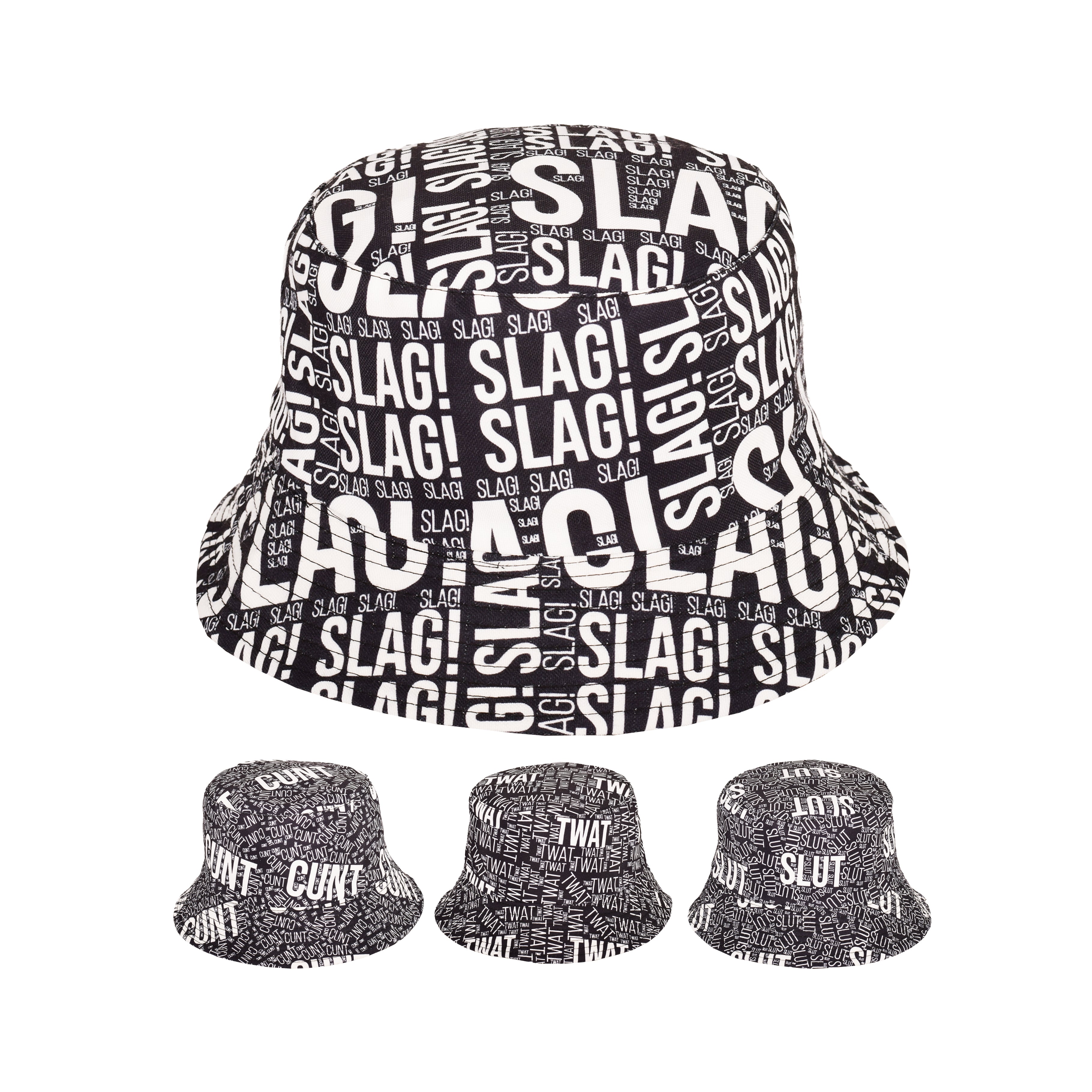 Novelty slogan reversible bucket hat double layered adult humour UK Hopoye