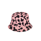 Cow print bucket hat close up reversible double layered UK Hopoye
