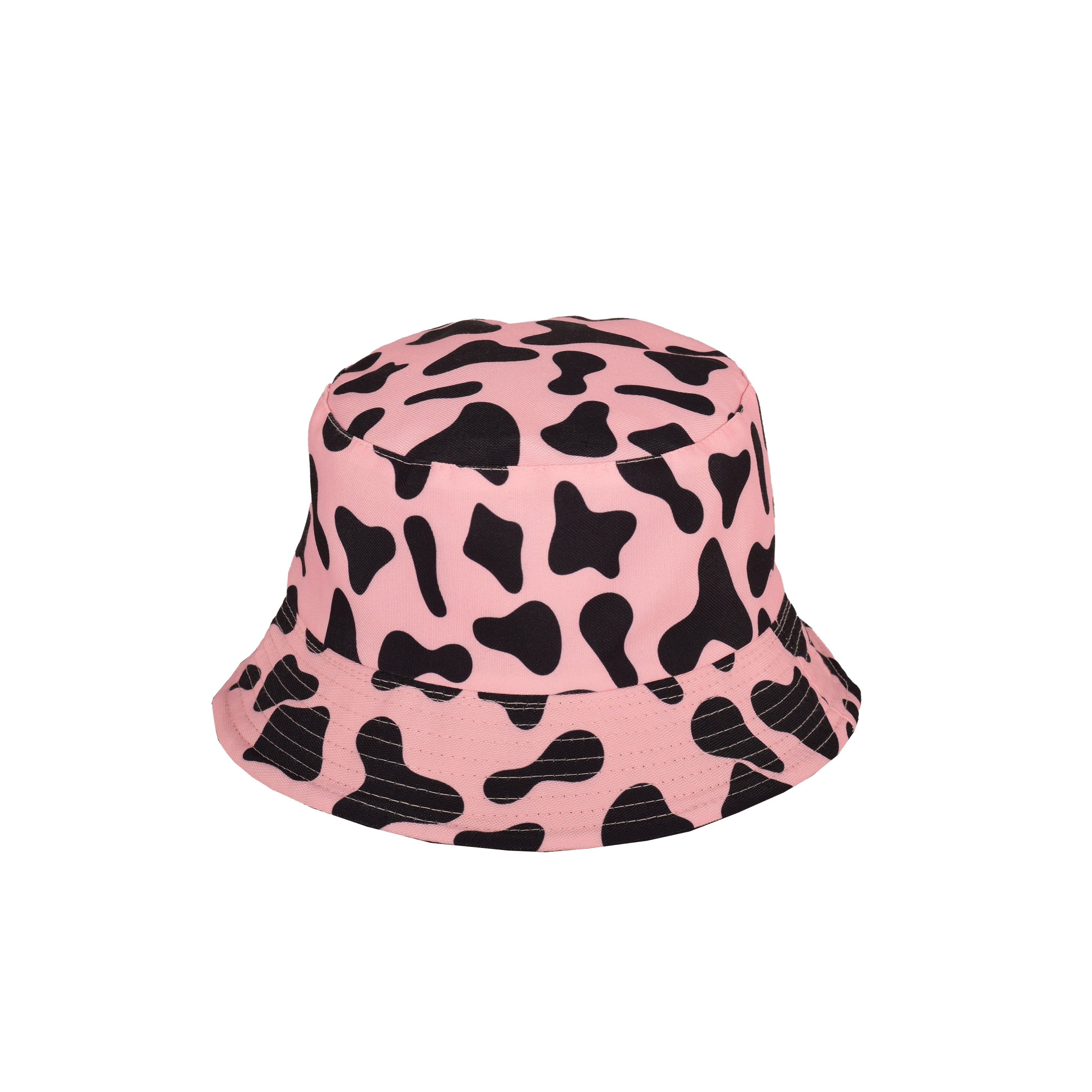 Cow print bucket hat close up reversible double layered UK Hopoye