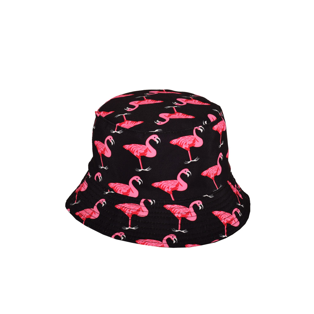 Flamingo reversible bucket hat second side cotton UK Hopoye