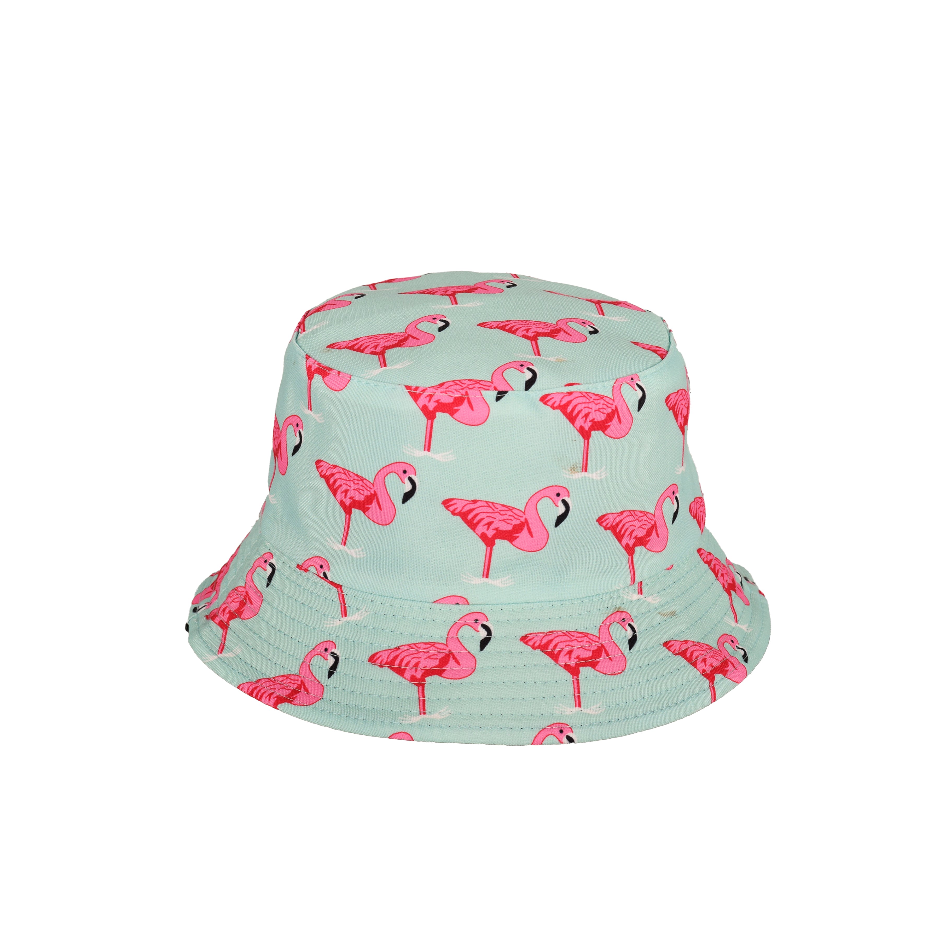 Flamingo print festival bucket hat worn reversible cotton UK Hopoye