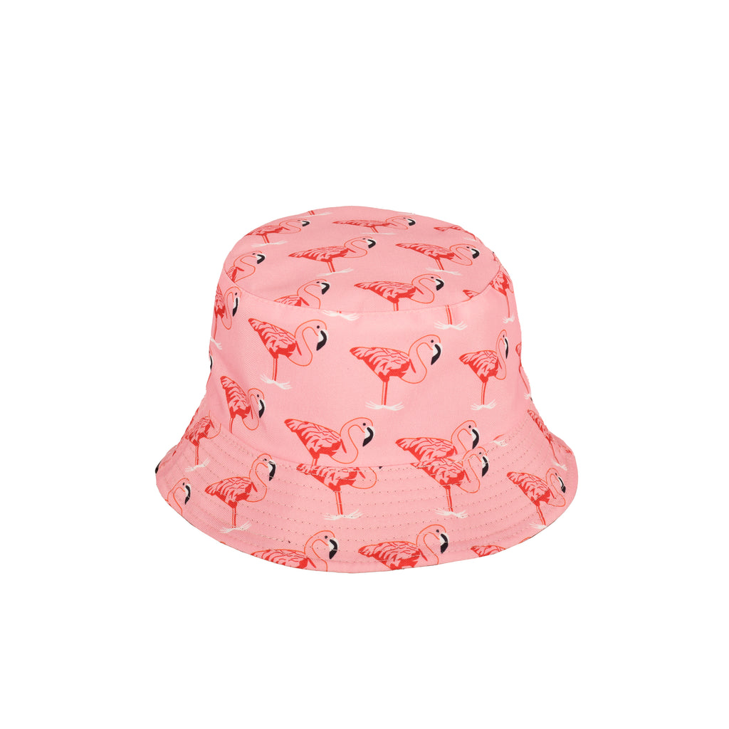 Flamingo design bucket hat close up reversible double layered UK