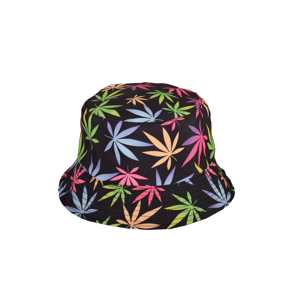 Marijuana leaf festival bucket hat worn reversible cotton UK Hopoye