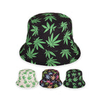 Reversible marijuana leaf bucket hat double layered festival UK Hopoye