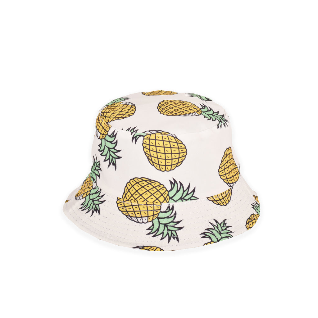 Fruit print festival bucket hat worn reversible cotton UK Hopoye