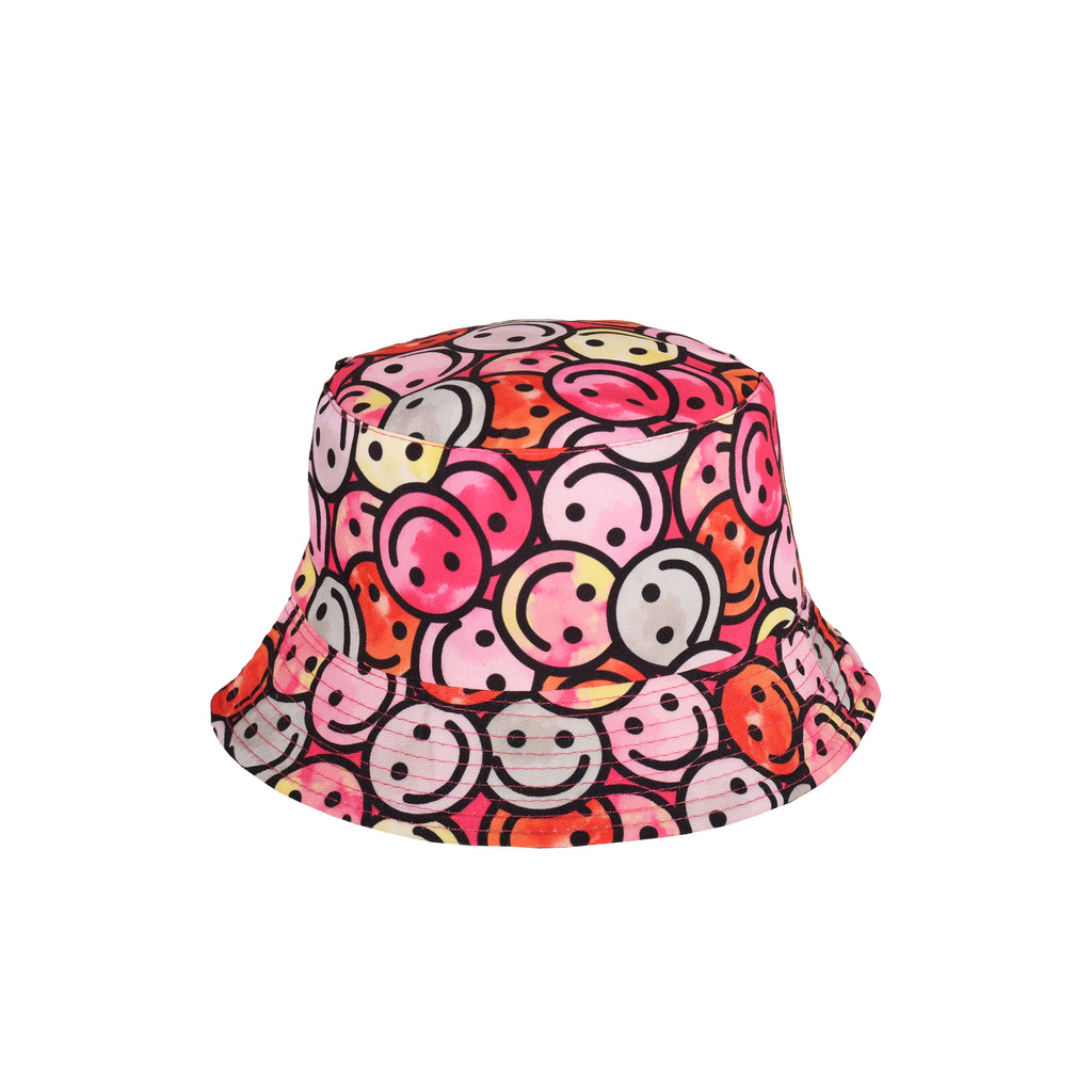 Smiley face reversible bucket hat second side cotton UK Hopoye