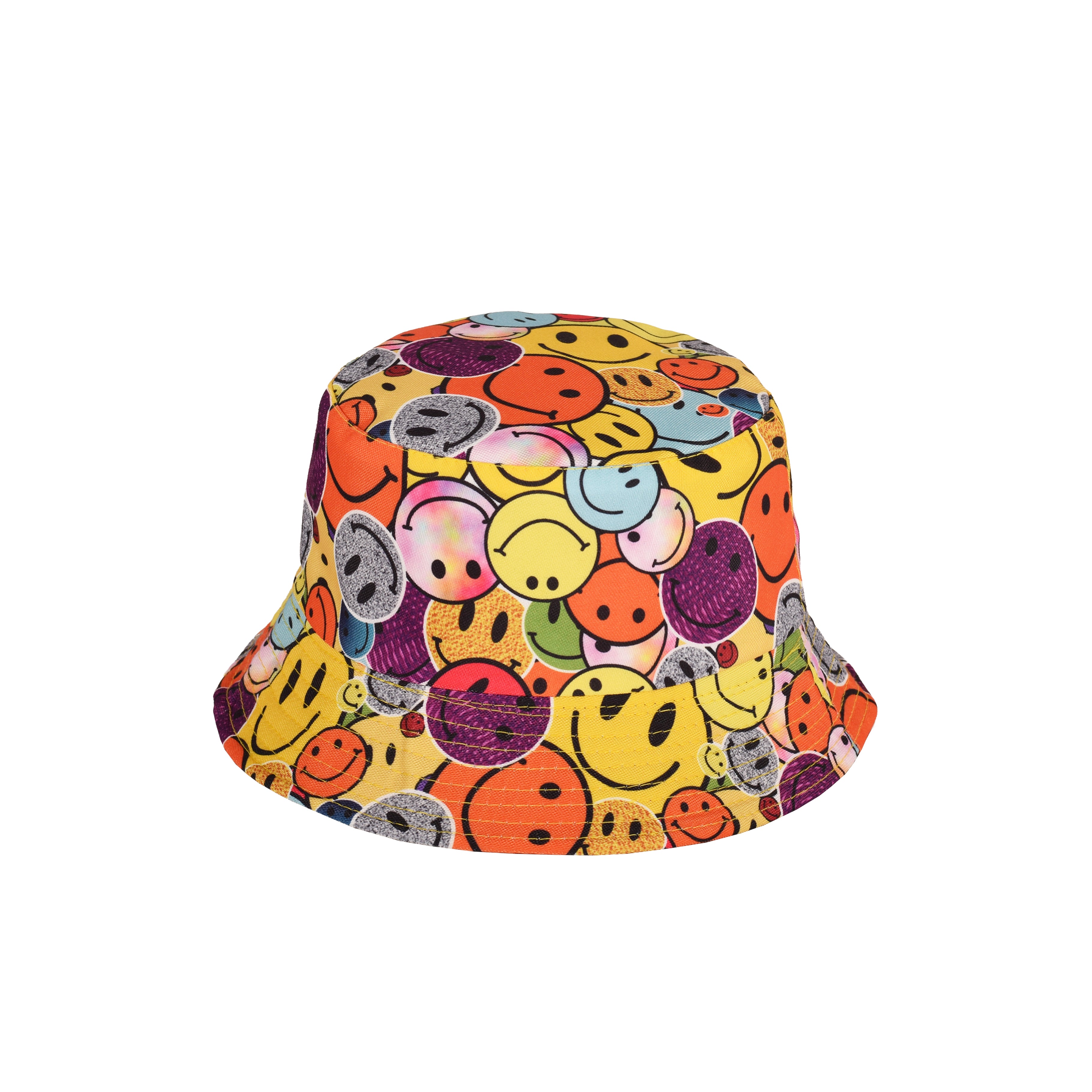 Smiley design bucket hat close up reversible cotton UK Hopoye