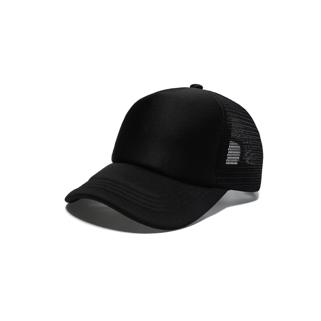Plain mesh trucker cap side view adjustable cotton multiple colours UK