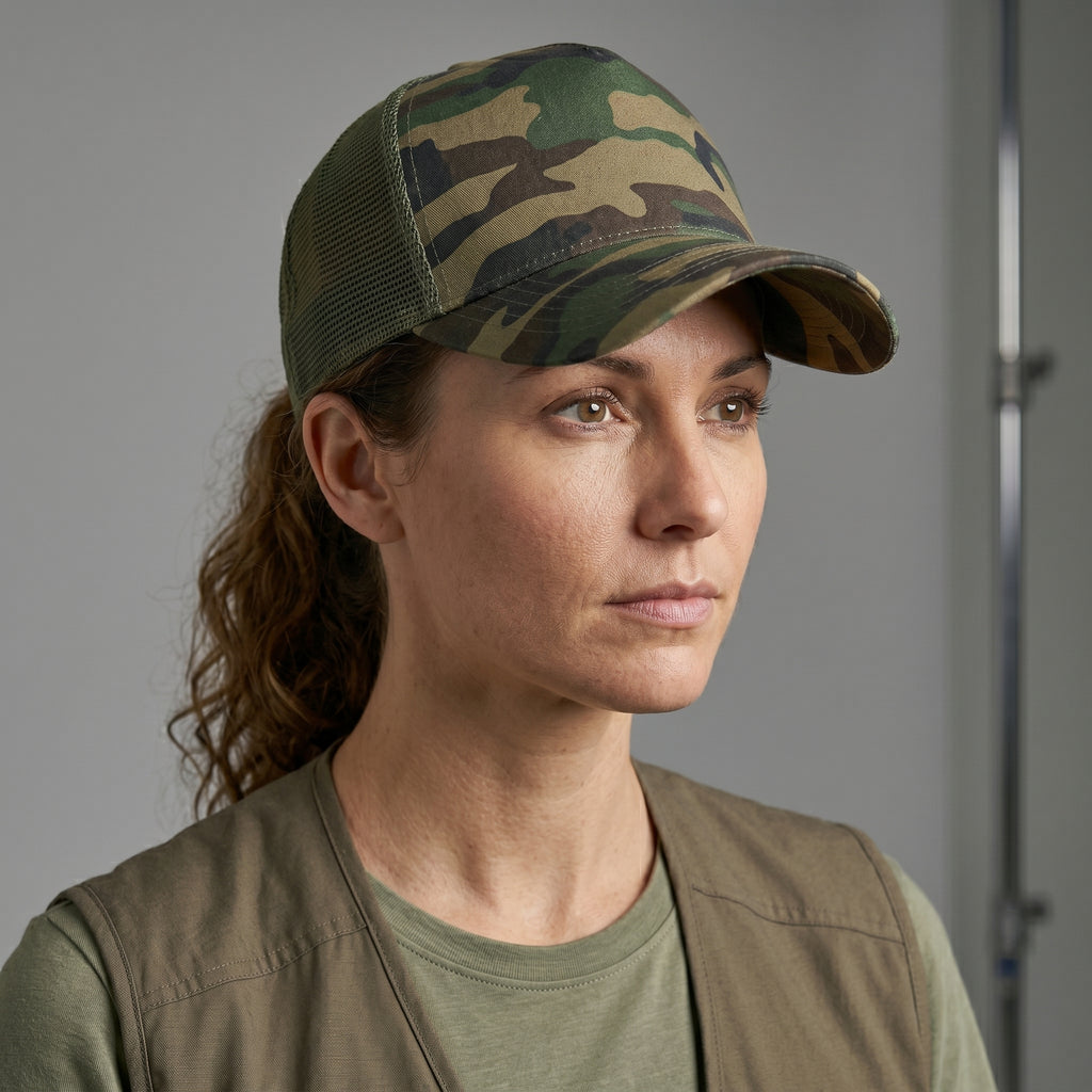 Camouflage Trucker Cap Mesh Net 5 Panel | 100% Cotton Unisex UK