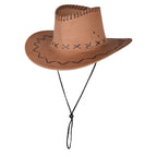 Caramel Western cowboy hat adjustable stitch style unisex festival UK Hopoye