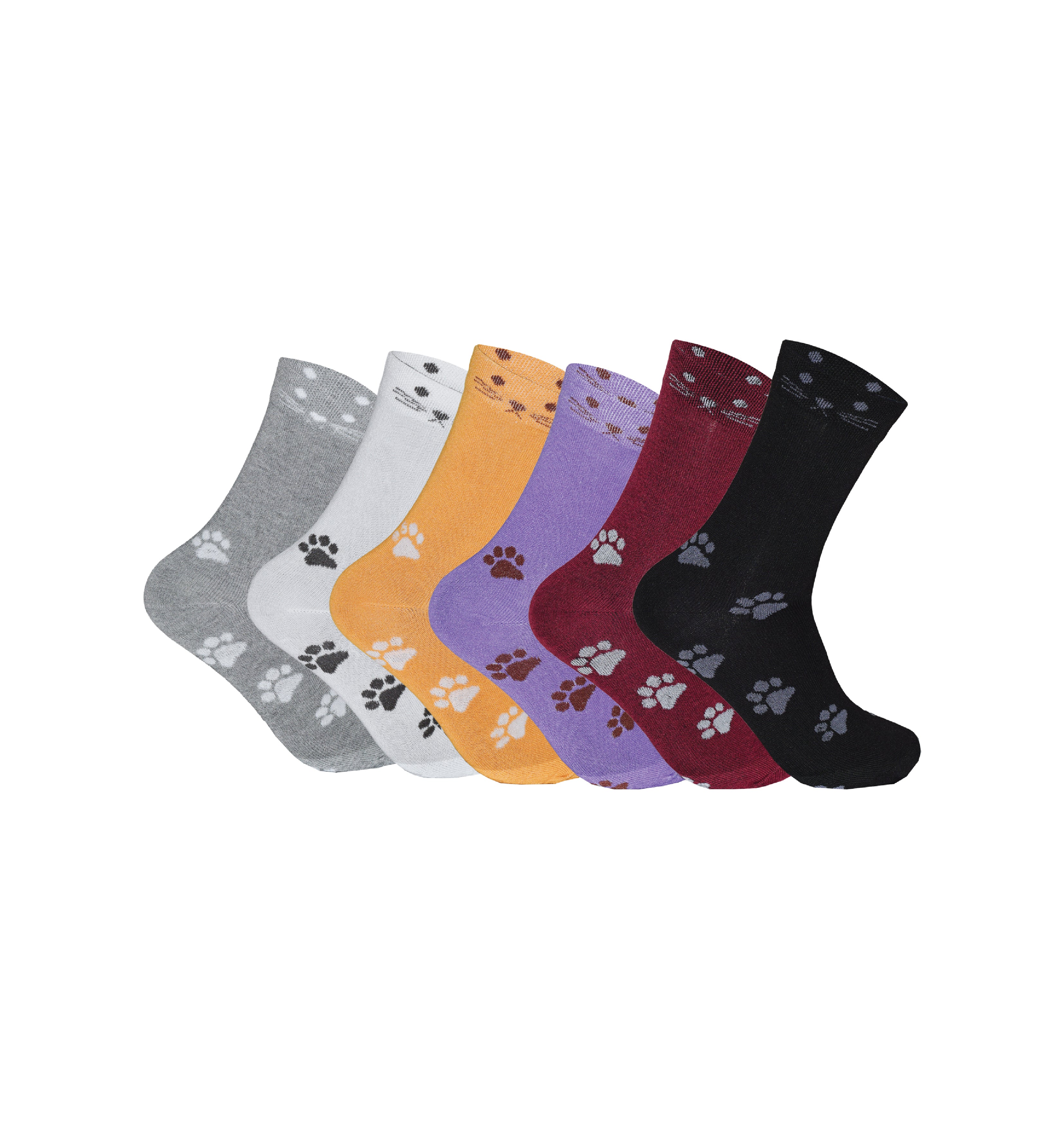 Ladies cat print socks cotton rich cute breathable UK size 4-6.5