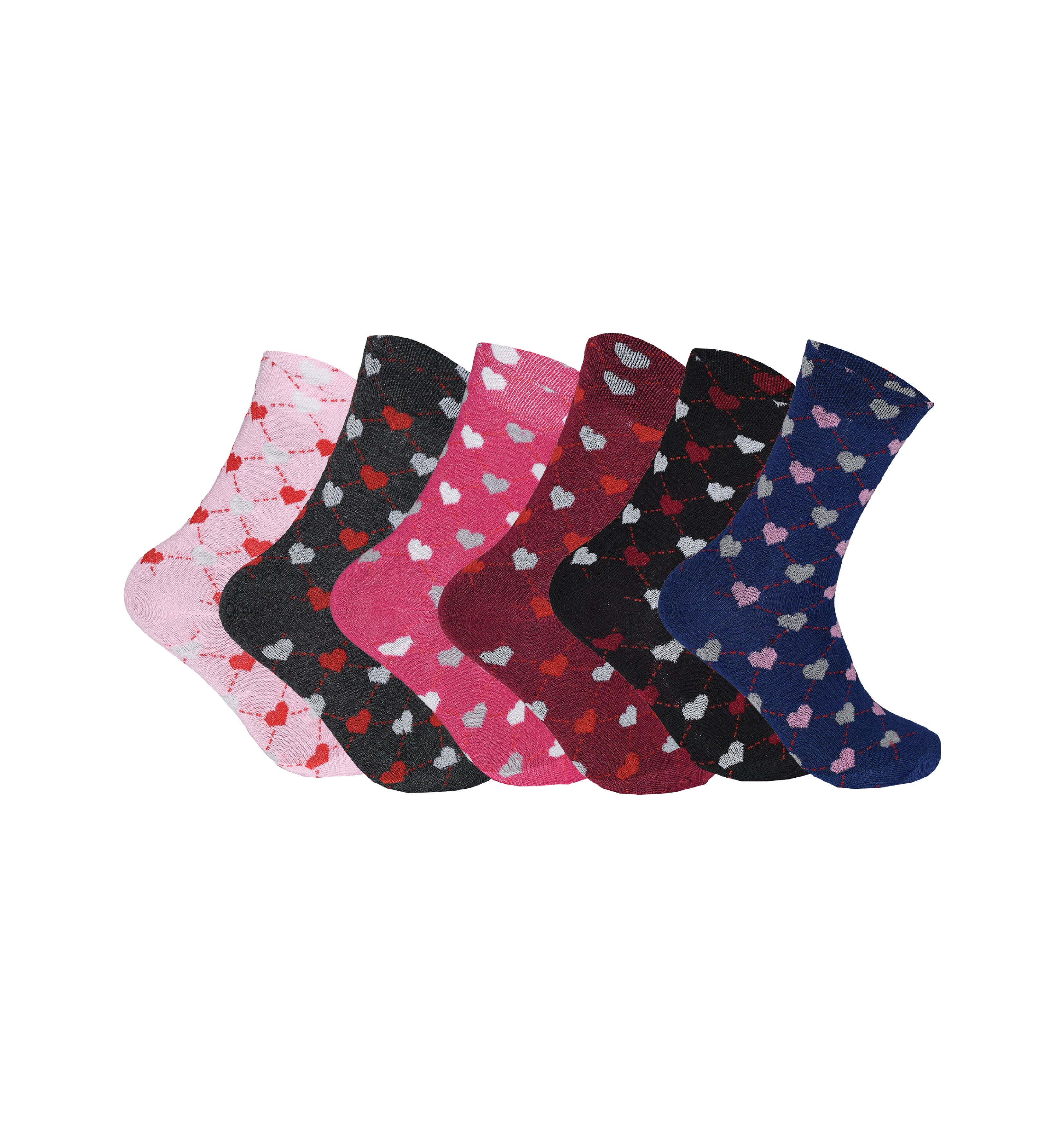 Ladies heart print socks cotton rich soft breathable UK size 4-6.5