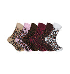 Ladies leopard print socks cotton rich bold breathable UK size 4-6.5