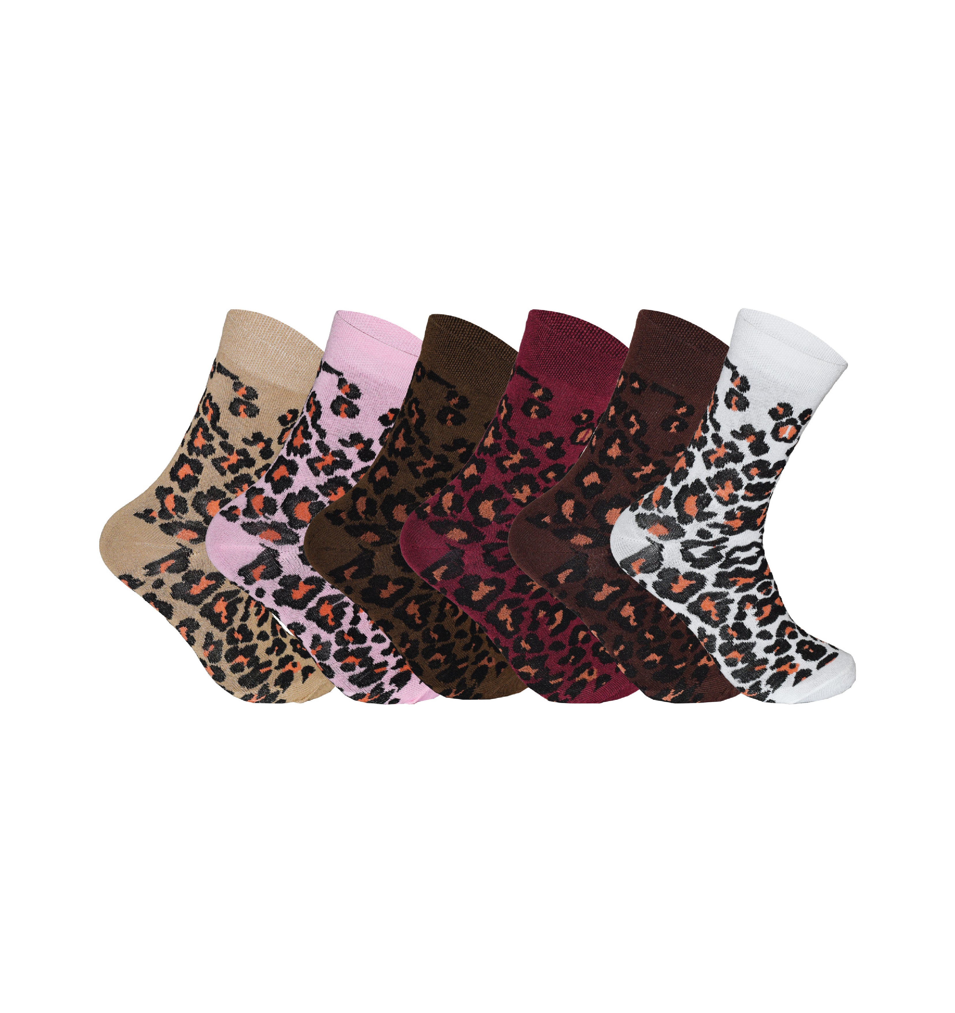 Ladies leopard print socks cotton rich bold breathable UK size 4-6.5
