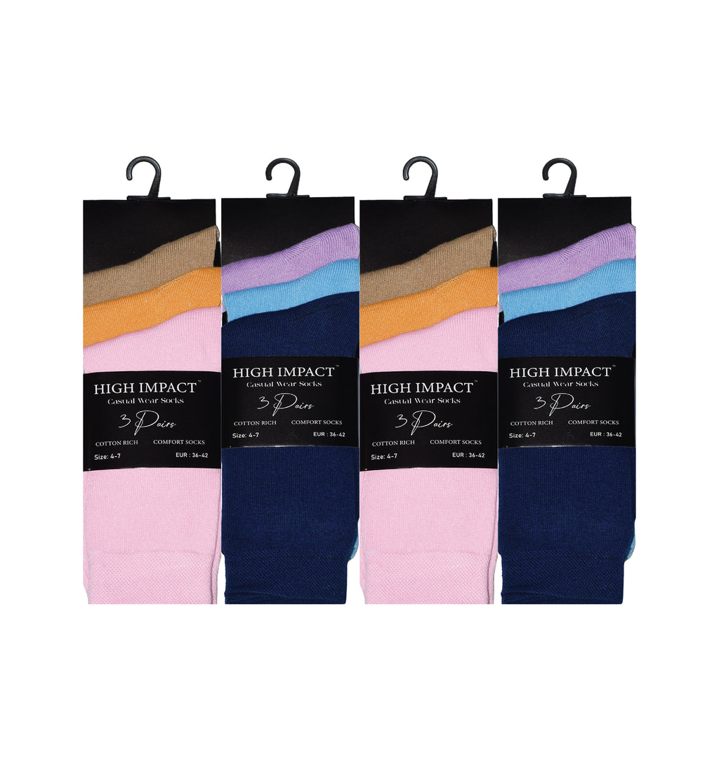 Pastel design women's cotton rich novelty socks ladies multipack UK 4-6.5 Hopoye