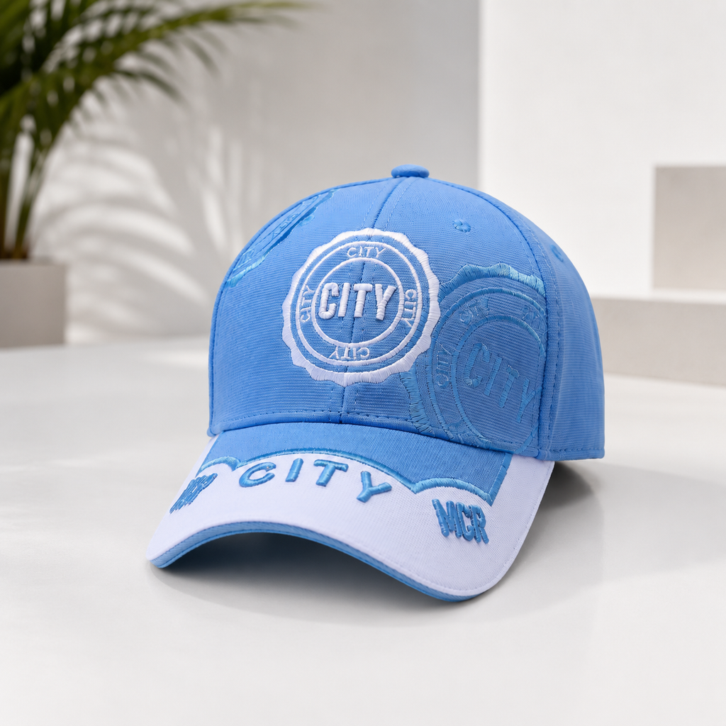 Unofficial City fan baseball cap in sky blue 100% cotton, product view 6