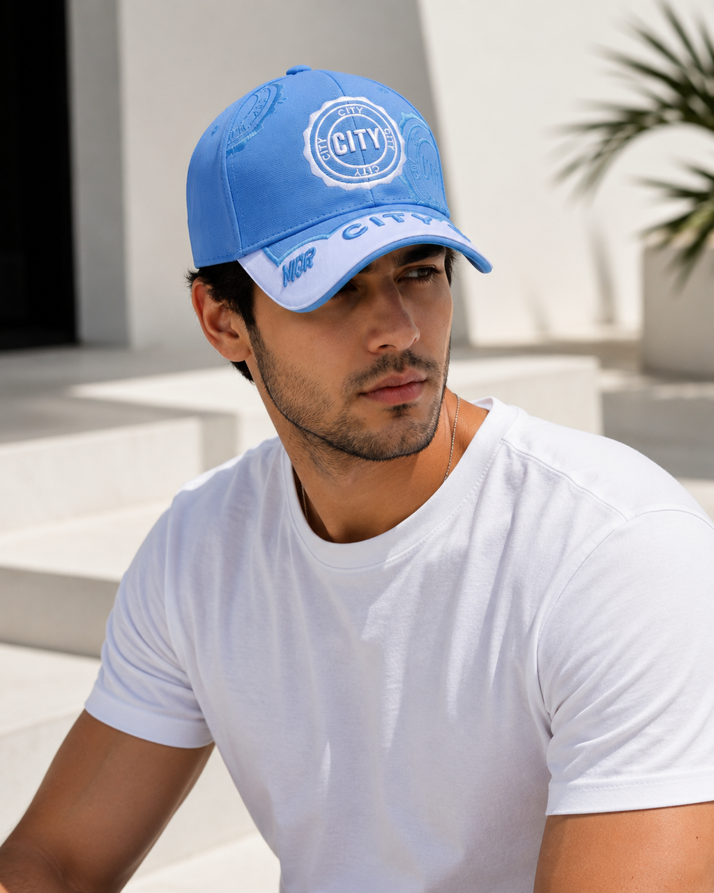 Sky blue City fan cap with CITY crest embroidery, product view 2