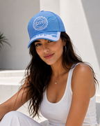 City football supporter cap in sky blue 100% cotton with embroidered detailing, product view 3