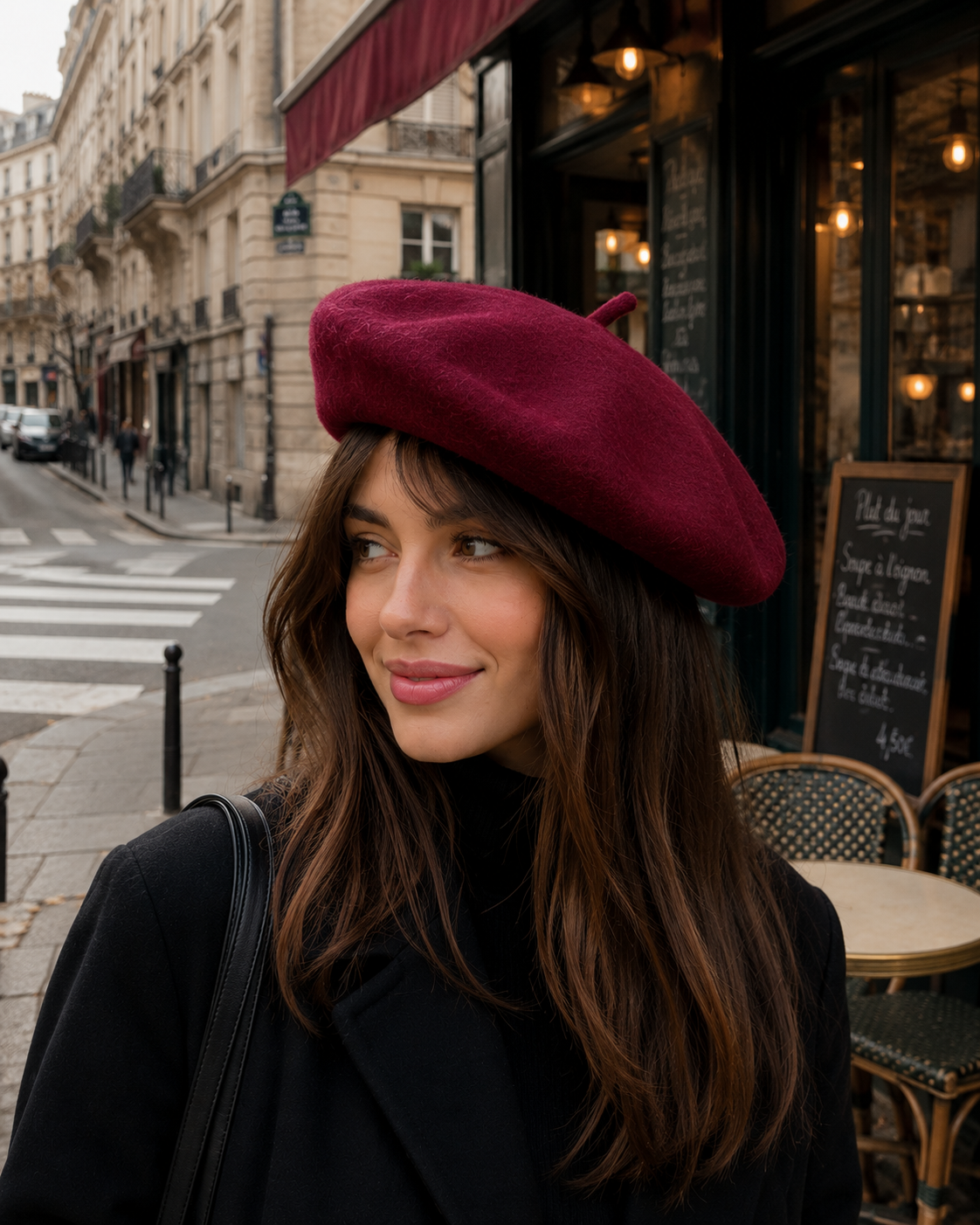 Dark Maroon Wool Beret Hat | Unisex Soft Warm Vintage Artist UK