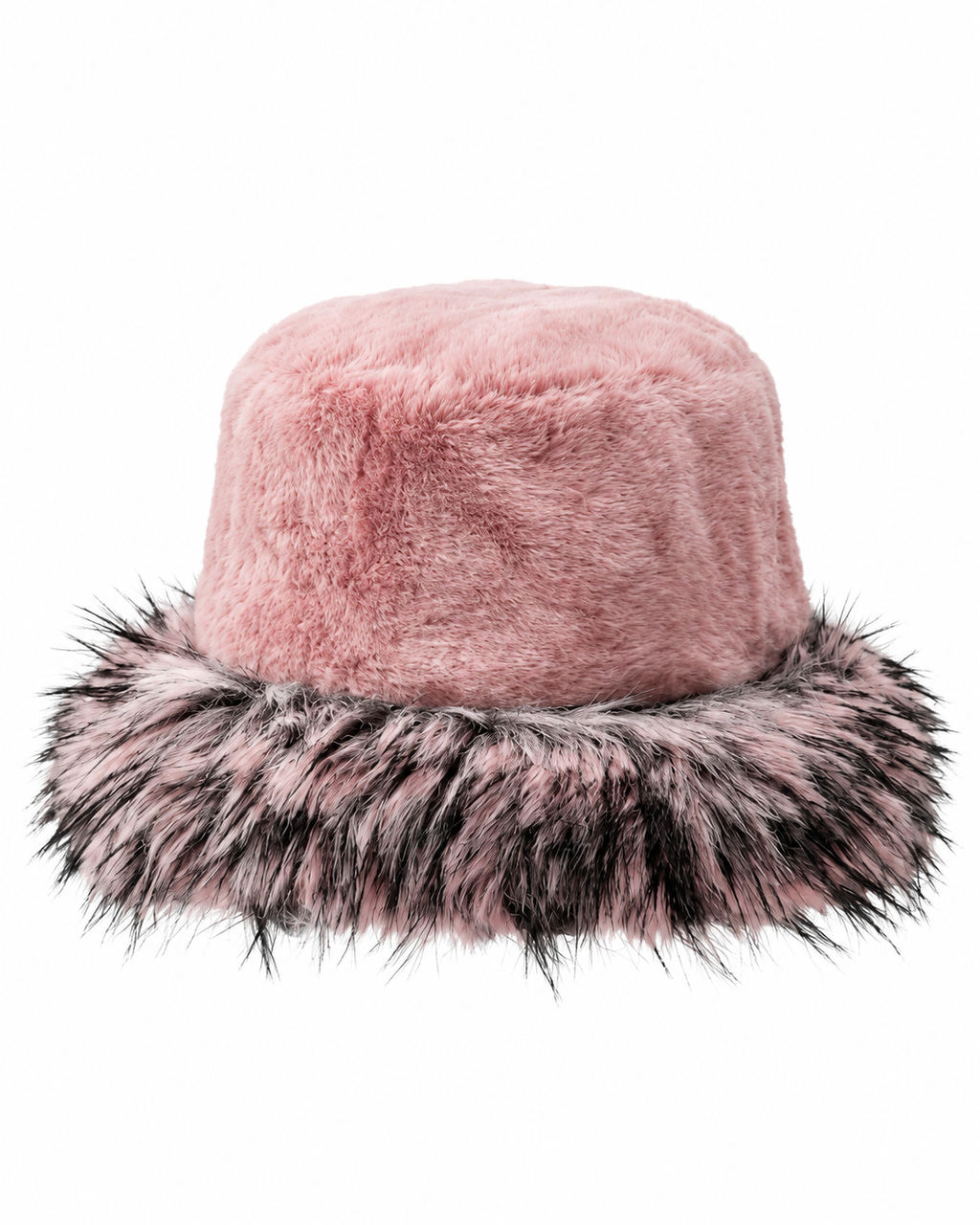 Dusty pink faux fur large brim hat, Ladies Large Brim Two Tone Fur Hat by Hopoye