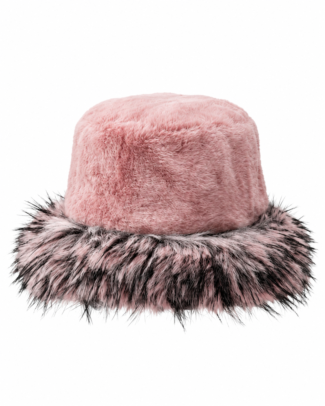 Dusty pink faux fur large brim hat, Ladies Large Brim Two Tone Fur Hat by Hopoye