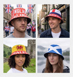 Home nations flag fan cap colour range 4 designs UK Hopoye