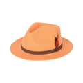 Orange 100% wool fedora hat handmade wide brim XS to XL UK Hopoye