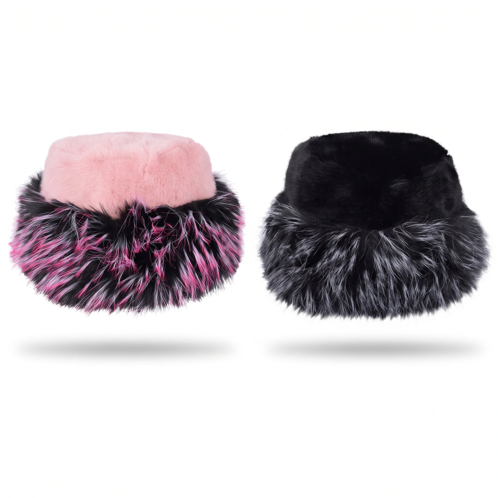Hopoye Fluffy Fur Hat, women's fluffy faux fur bucket hat, photo 2