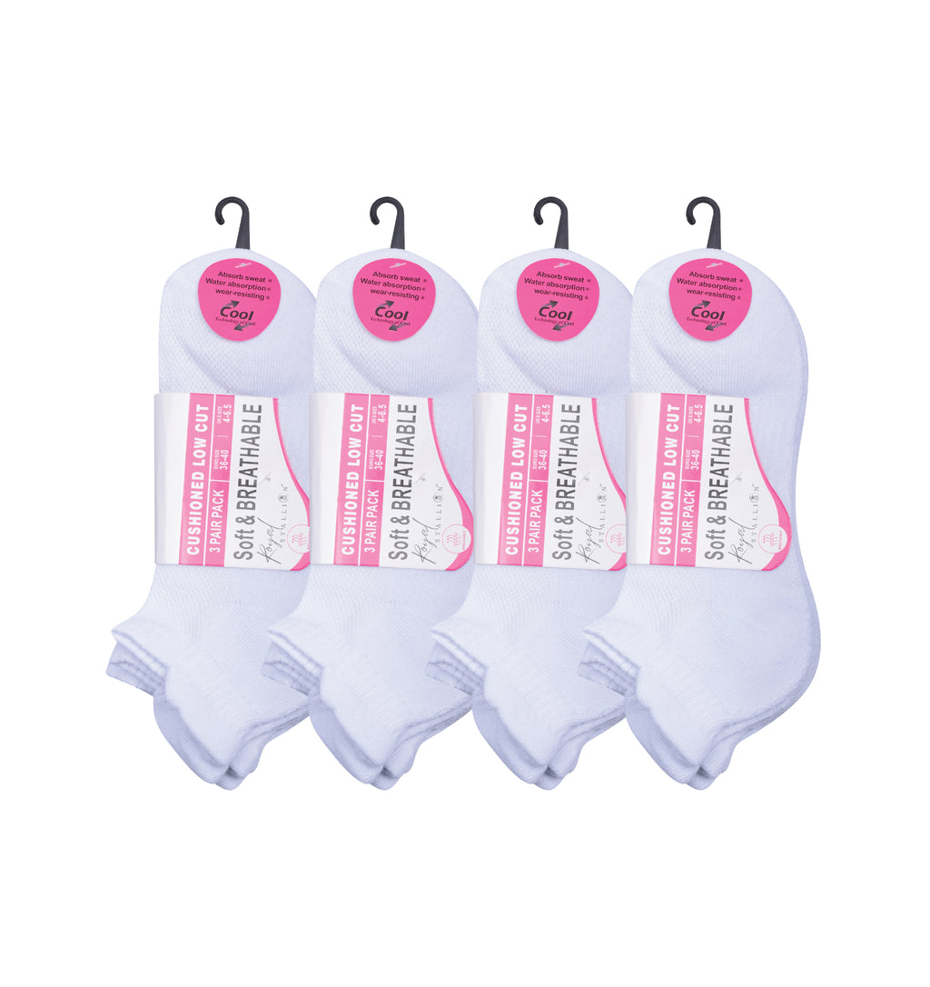 Girls black trainer socks cushioned breathable cotton multipack UK Hopoye