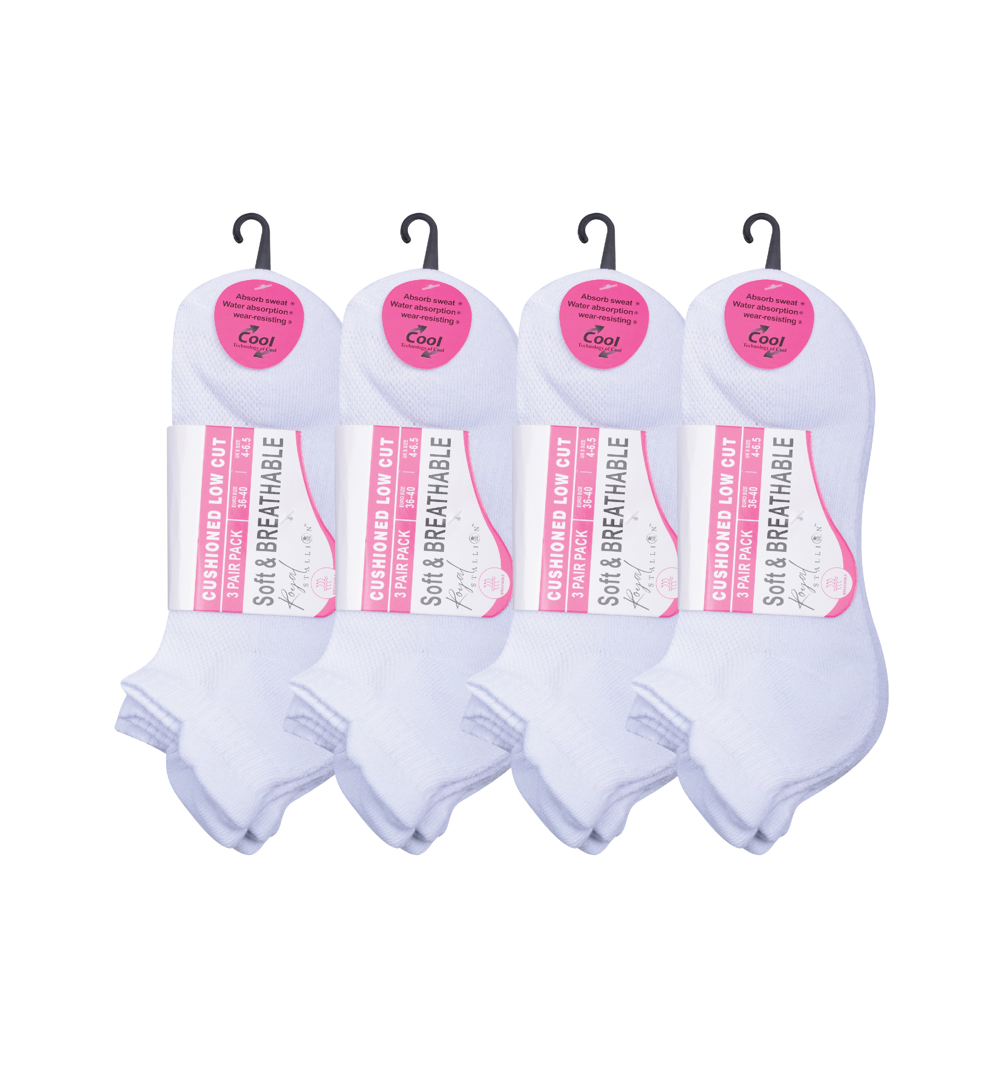 Girls black trainer socks cushioned breathable cotton multipack UK Hopoye