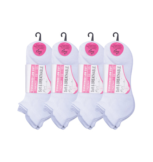 Girls black trainer socks cushioned breathable cotton multipack UK Hopoye