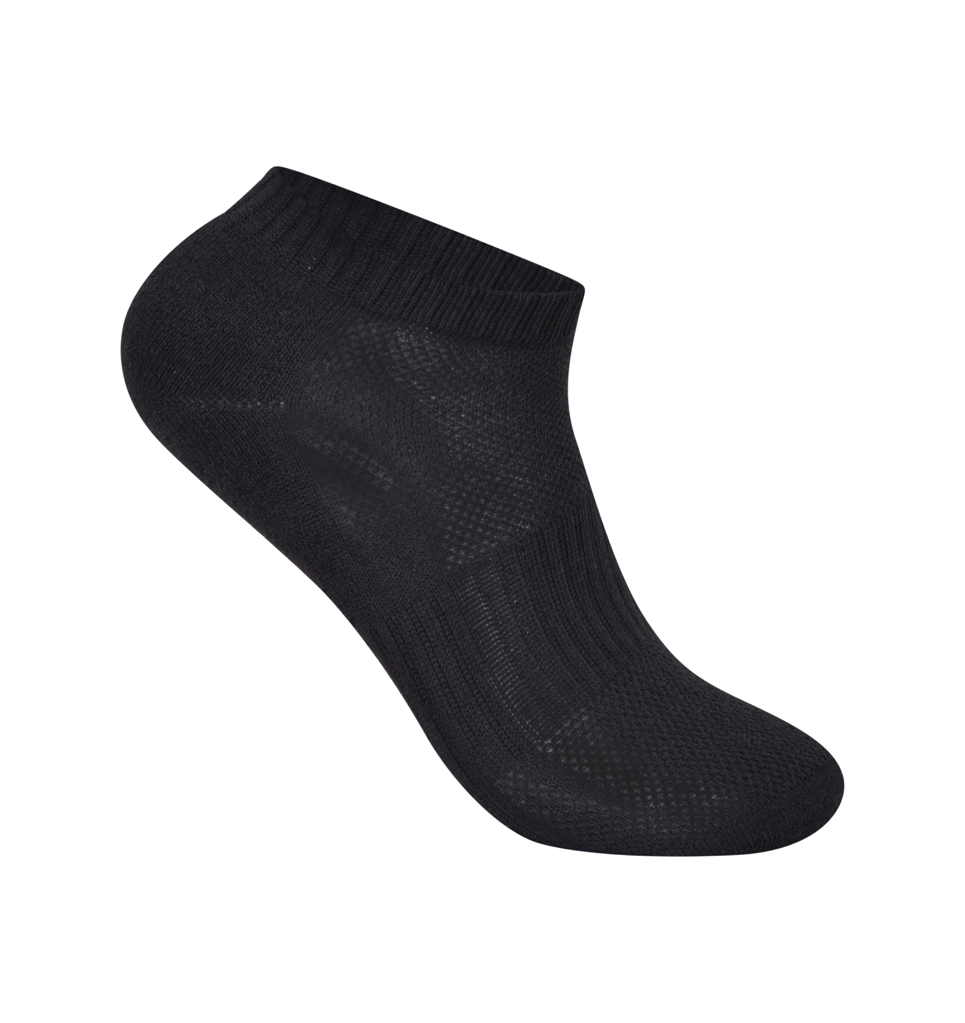 Girls black colour cushioned trainer socks breathable close up UK