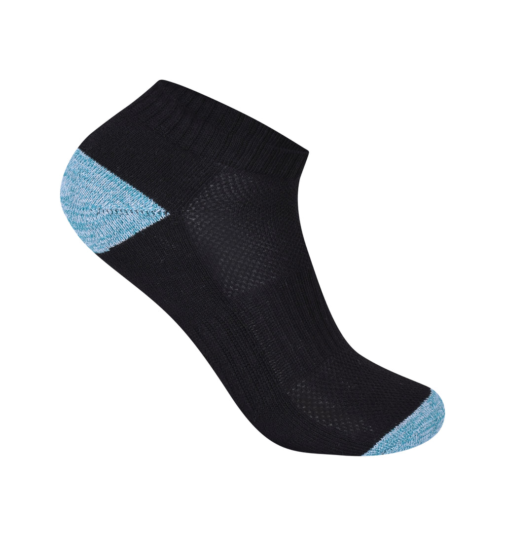 Girls Black Heel & Toe Trainer Socks | Cushioned Breathable Cotton Multipack 3, 6, 9 & 12 Pairs