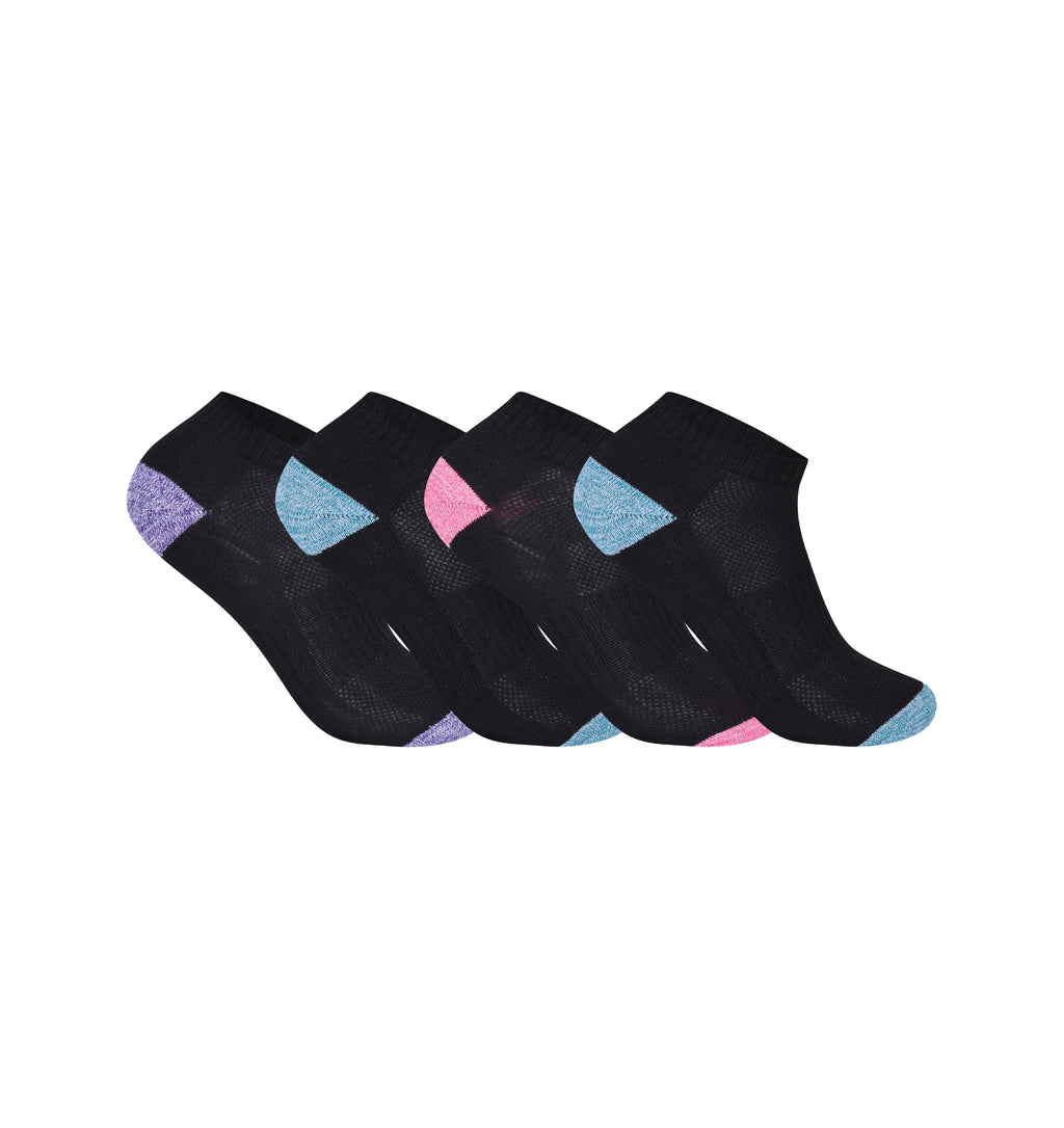 Black heel toe girls school socks breathable cotton UK 3 6 9 12 pairs