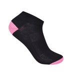 Girls black heel toe cushioned trainer socks breathable close up UK