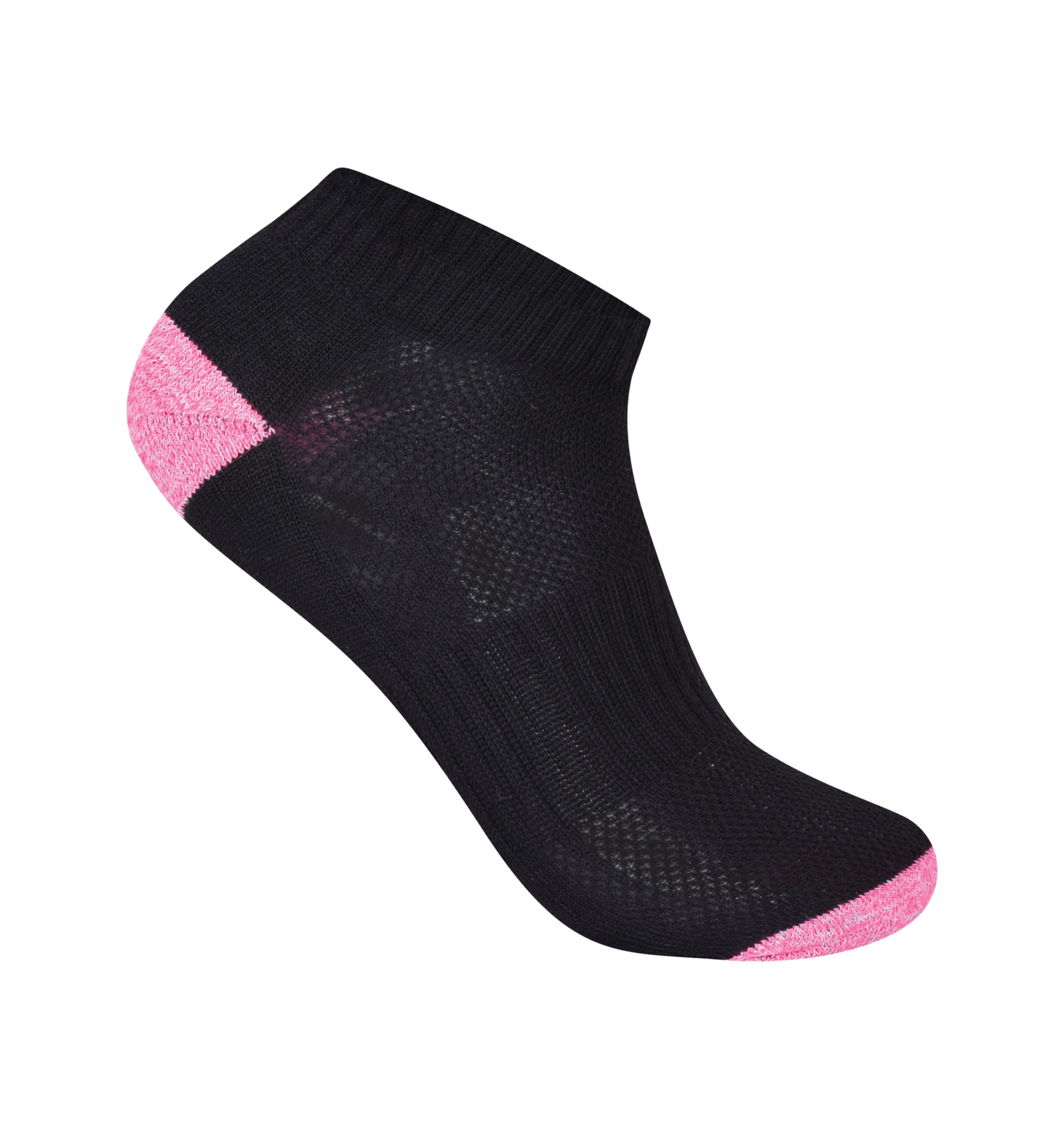 Girls black heel toe cushioned trainer socks breathable close up UK