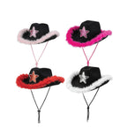 Glitter star party cowboy hat faux fur trim 4 colours UK Hopoye