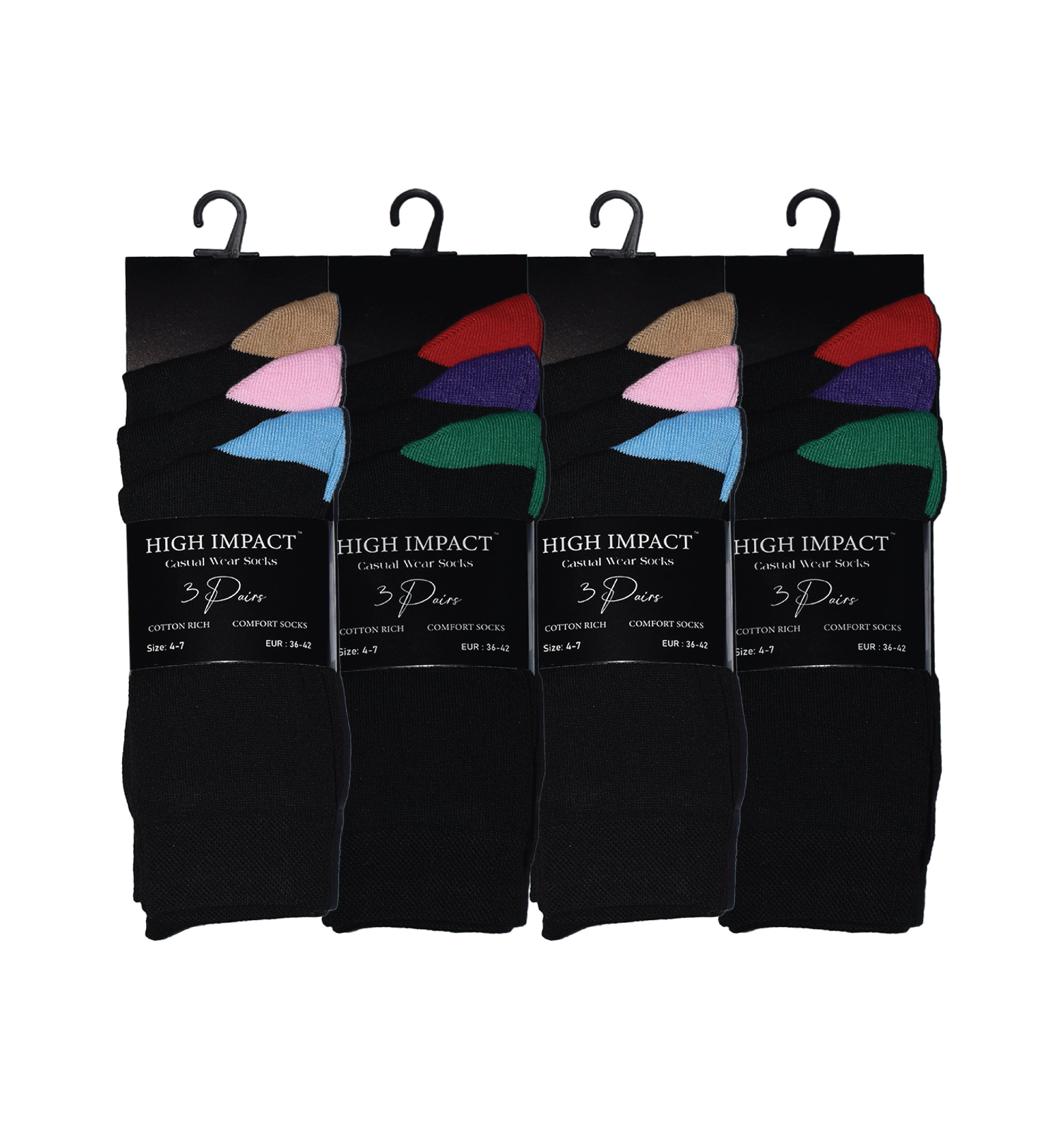 Heel toe design women's cotton rich novelty socks ladies multipack UK 4-6.5
