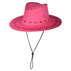 Hot pink Western cowboy hat adjustable unisex festival UK Hopoye