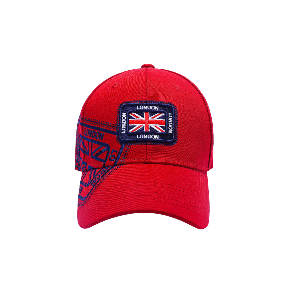Union Jack London baseball cap close up embroidery adjustable UK