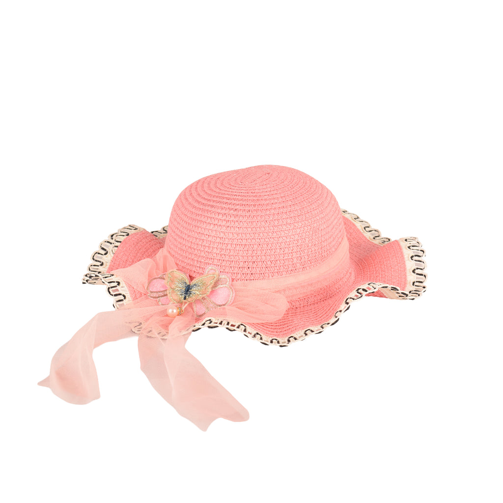 Kids Butterfly Straw Sun Hat | Crushable Wide Brim UV | 54cm UK