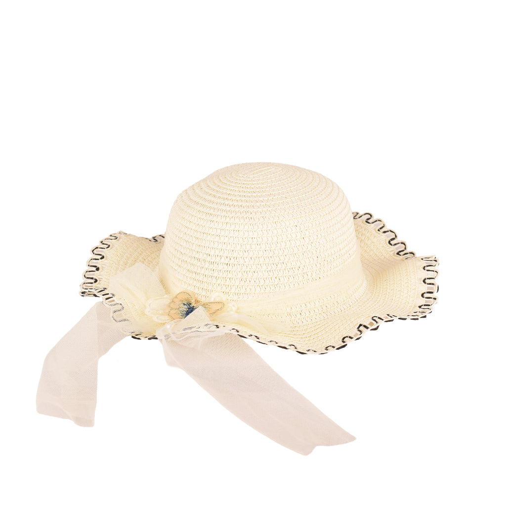 Butterfly kids straw hat side view crushable UV UK Hopoye