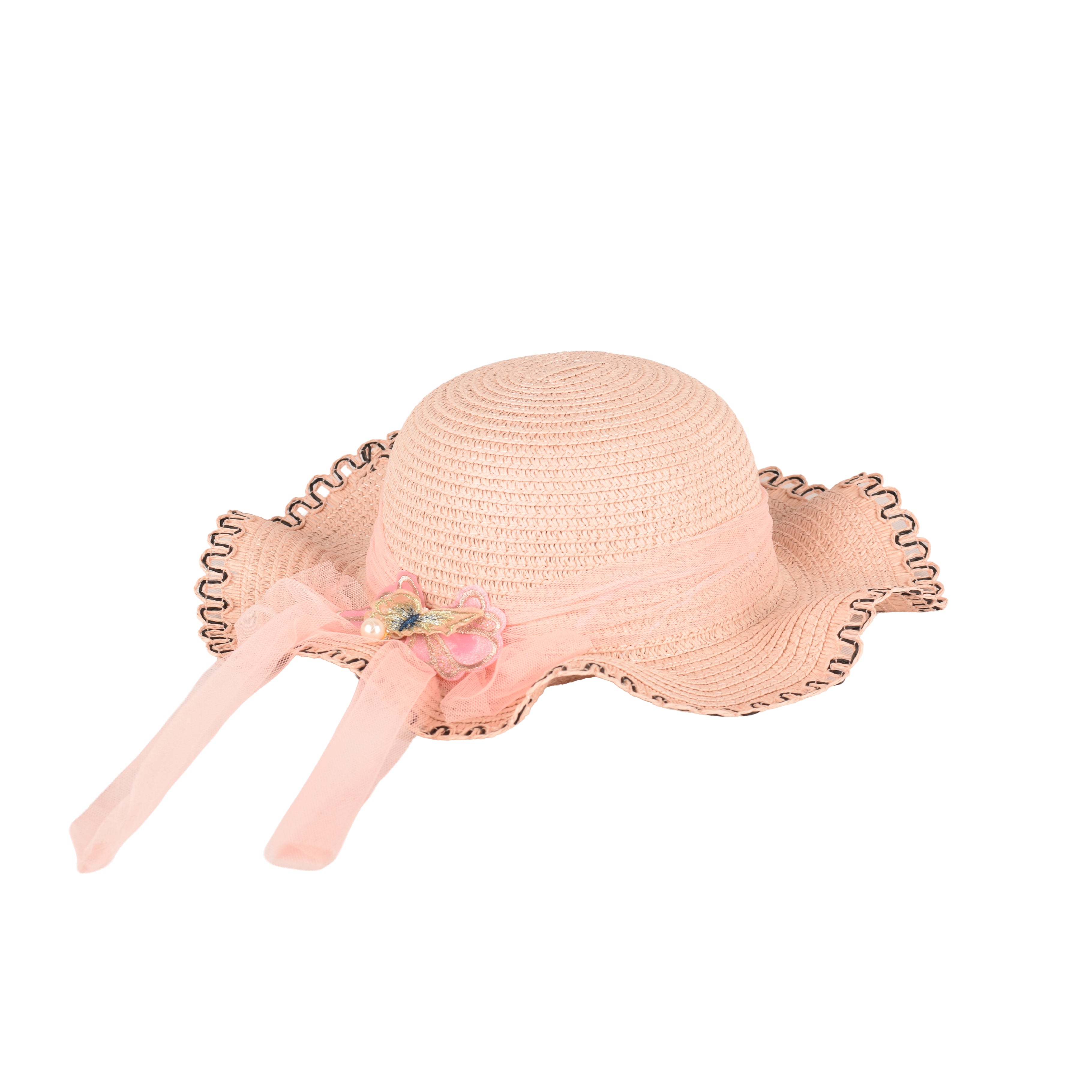 Kids Butterfly Straw Sun Hat | Crushable Wide Brim UV | 54cm UK